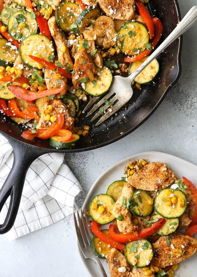 Summer Skillet: Chicken, Zucchini, Corn & Onion Delight